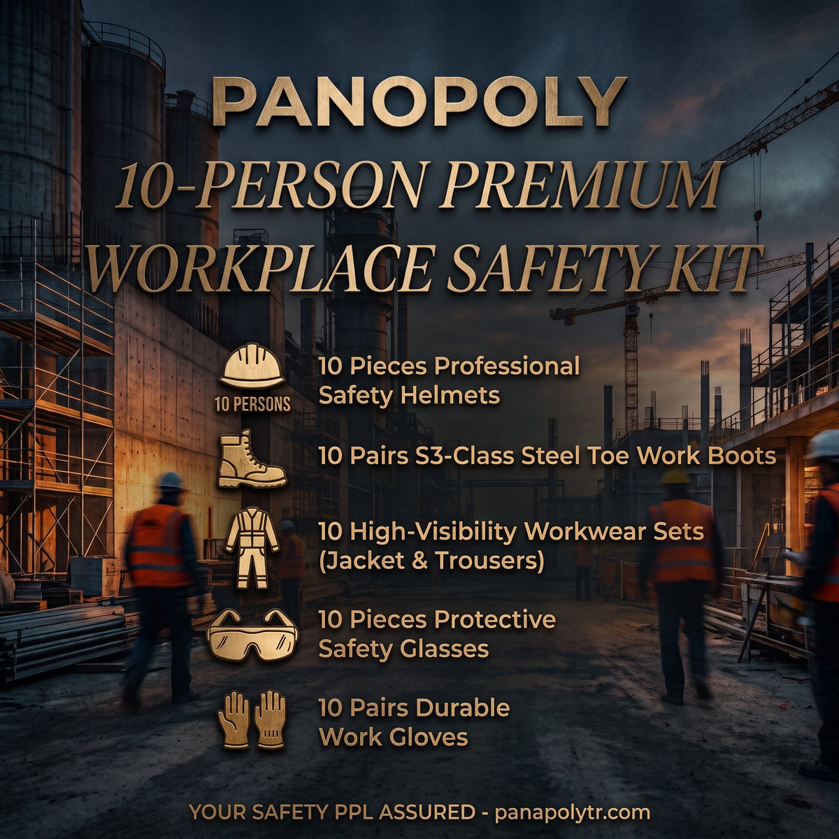 Premium Occupational Safety Kit for 10 People | Complete Protection Package for Construction Sites and Workshops